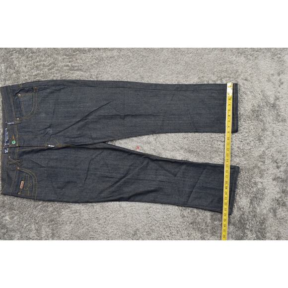 Y2K Baggy LRG Mens Straight Jeans Blue Cotton 34x30 Dark Wash Baggy - Picture 5 of 9